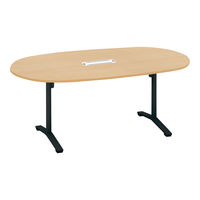 【組立設置込】コクヨ ビエナ 会議テーブル 楕円形T字脚 アジャスター 配線付 天板Ｗ1800×D900×高さ720mm