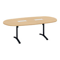 【組立設置込】コクヨ ビエナ 会議テーブル 楕円形T字脚 キャスター 配線付 天板Ｗ2100×D1050×高さ720mm