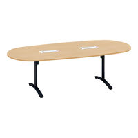 【組立設置込】コクヨ ビエナ 会議テーブル 楕円形T字脚 キャスター 配線付 天板Ｗ2400×D1050×高さ720mm