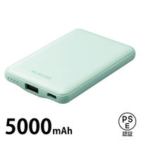 モバイルバッテリー 5000mAh 12W 入力(Type-C×1) グリーン DE-C37-5000GN エレコム 1個（直送品）