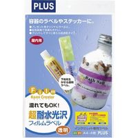 プラス 耐水光沢フィルムラベル透明 IT-324RT 4枚　3冊（直送品）