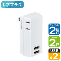 朝日電器 USBタップ2個口2ポート2.4A UA-222L 1個