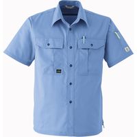 Asahicho（旭蝶繊維） E022 半袖シャツ（ノーフォーク） ブルー 4L 1枚（直送品）