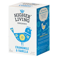 【ノンカフェイン】 Higher Living ハイアリヴィング オーガニック ハーブティー カモミール＆バニラ 1箱（15バッグ入）