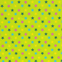 コスモテキスタイル スター 星柄 シャーティング グリーン×カラフル 巾約110cm×5m切売カット CR8876-814-5M（直送品）