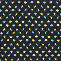 コスモテキスタイル スター 星柄 シャーティング ブラック×カラフル 巾約110cm×5m切売カット CR8876-819-5M（直送品）