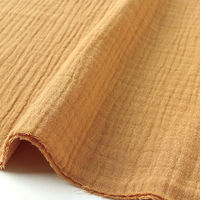 日本紐釦貿易 DOMOTEX ダブルガーゼ 無地 輸入生地 フランス 生地 キャメル 巾130cm×5m切売カット（直送品）