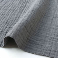 日本紐釦貿易 DOMOTEX ダブルガーゼ 無地 輸入生地 フランス 生地 グレー 巾130cm ×5m切売カット（直送品）