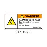 セフティデンキ SAYシリーズ ISO警告ラベル 横型 英文 電圧注意 SAY001-60E 1式(25枚) 63-5605-28（直送品）