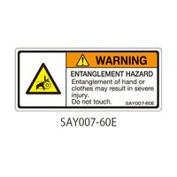 セフティデンキ SAYシリーズ ISO警告ラベル 横型 英文 巻き込み注意 SAY007-60E 1式(25枚) 63-5605-34（直送品）