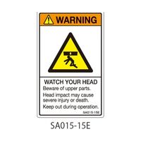 セフティデンキ SAシリーズ ISO警告ラベル 縦型 英文 頭上注意 SA015-15E 1式(25枚) 63-5605-10（直送品）