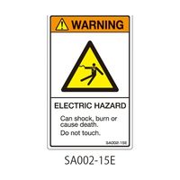 セフティデンキ SAシリーズ ISO警告ラベル 縦型 英文 感電注意 SA002-15E 1式(25枚) 63-5604-96（直送品）