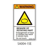 セフティデンキ SAシリーズ ISO警告ラベル 縦型 英文 回転物注意 SA004-15E 1式(25枚) 63-5604-98（直送品）