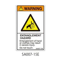 セフティデンキ SAシリーズ ISO警告ラベル 縦型 英文 巻き込み注意 SA007-15E 1式(25枚) 63-5605-02（直送品）
