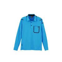 ジーベック（XEBEC） T100カラー長袖ポロシャツ ブルー SS 6195-40-SS 6195 1着（直送品）