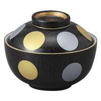 みやび街道 円菓子碗 黒結晶金銀彩丸紋煮物碗 (2個入) mkd-14219413（直送品）