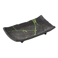 みやび街道 焼物皿 黒マットグリン飛バシ焼物皿 (4個入) mkd-20417273（直送品）