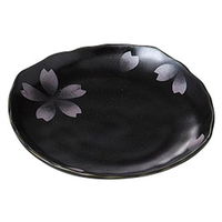 みやび街道 小皿 黒桜4寸皿 (6個入) mkd-26717103（直送品）