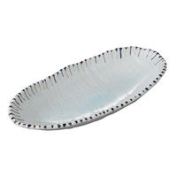 みやび街道 変形盛皿 荒目青磁二色十草舟型小鉢 (5個入) mkd-34610793（直送品）