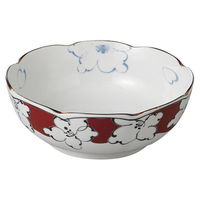 みやび街道 鉢 赤絵山茶花5.5鉢 (4個入) mkd-38914343（直送品）