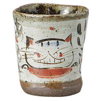 みやび街道 酒器 手造リホッコリ猫赤フリーカップ (3個入) mkd-42502083（直送品）