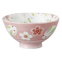 みやび街道 飯碗 花風ウサギ赤茶碗 (6個入) mkd-53534483（直送品）