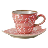 みやび街道 カップ&ソーサー マット赤桜花ビラC/S (3個入) mkd-77657333（直送品）