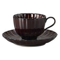 みやび街道 カップ&ソーサー ウルシブラウン菊形コーヒー碗皿 (1個入) mkd-77803483（直送品）