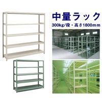 【車上渡し】フジテックス　中量ラック300kg/段 1200*900*1800 5段 単体 グリーン　1台（直送品）