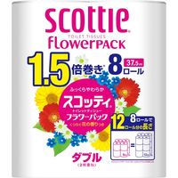 日本製紙クレシア スコッティフラワーパック1.5倍巻き ダブル 4901750263508 1セット(8巻×8パック)