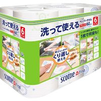 日本製紙クレシア スコッティ ファイン 洗って使えるペーパータオル プリント 60カット 4901750353513 6巻×4点セット（直送品）