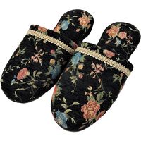 センコー FOOTWELL　クラシカルローズ　スリッパ　約25cm　ブラック FTW200999 1足（直送品）