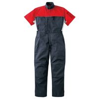 ヤマタカ 半袖メカニックスーツ チャコール×レッド LL 705-77-LL 1枚（直送品）