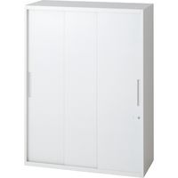 【組立設置込】プラス L6 引違い保管庫 3段 上置き・下置き兼用 鍵付 幅800×奥行400×高さ1050mm ホワイト（直送品）