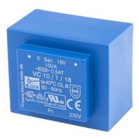 BLOCK 基板実装用トランス 一次側:230V ac 二次側:18V 定格電力:10VA， VC 10/1/18 出力数:1 1個（直送品）
