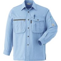 Asahicho (旭蝶繊維) E077 長袖シャツ ブルー 6L 1枚（直送品）