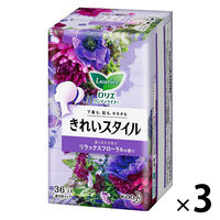 パンティライナー 香り付き 羽なし 14cm ロリエ きれいスタイル 1セット（36枚×3個） リラックスフローラルの香り 花王