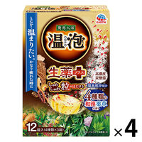 入浴剤 温泉の素 温泡 ONPO 生薬プラス 和漢薬草の香り（透明タイプ） 12錠入（4種類×3錠） 4箱　アース製薬