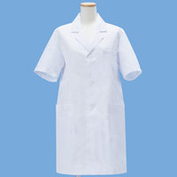 KAZEN メンズ診察衣（ハーフ丈） シングル 半袖 ホワイト M AKL200HS-11（受注加工品／半袖コート）（直送品）