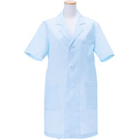 KAZEN メンズ診察衣（ハーフ丈） シングル 半袖 サックス M AKL200HS-11（受注加工品／半袖コート）（直送品）