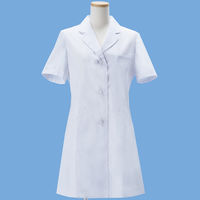 KAZEN レディス診察衣（ハーフ丈） シングル 半袖 ホワイト L AKL210HS-11（受注加工品／半袖コート）（直送品）