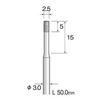 ミニター 精密電着ダイヤモンドバー 超硬軸 #100 φ2.5 JA1024 1本（直送品）