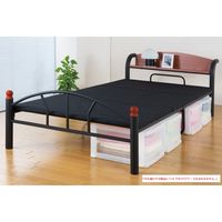 ファミリー・ライフ　木製棚付きパイプベッドSD　セミダブル　ブラック　（直送品）