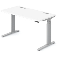 オカムラ スイフト スタンディングデスク 上下昇降式 平机 ホワイト/シルバー 幅1400×奥行700×高さ650～1250mm 1台（直送品）