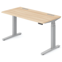 オカムラ スイフト スタンディングデスク 上下昇降式 平机 ネオウッドライト/シルバー 幅1400×奥行700×高さ650～1250mm 1台（直送品）