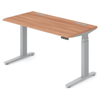 オカムラ スイフト スタンディングデスク 上下昇降式 平机 ネオウッドミディアム/シルバー 幅1400×高さ650～1250mm 1台（直送品）