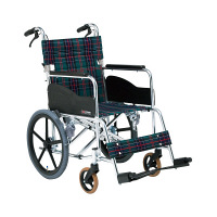 ㈱マキテック　自走用車椅子 　EW-50 マキテック エコノミー車いすEW-50 緑チェック EW-50GN 自走用