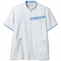 住商モンブラン メンズジャケット 半袖 白/ブルー S 72-1244（直送品）