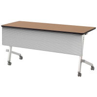 アイリスチトセ　フラップテーブル 平行スタックタイプ 樹脂幕板付　チーク　幅1500×奥行600×高さ700mm　1台　（直送品）