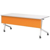 アイリスチトセ　フラップテーブル　平行スタックタイプ　カラー幕板付　オレンジ　幅1800×奥行600×高さ700mm　1台　（直送品）
